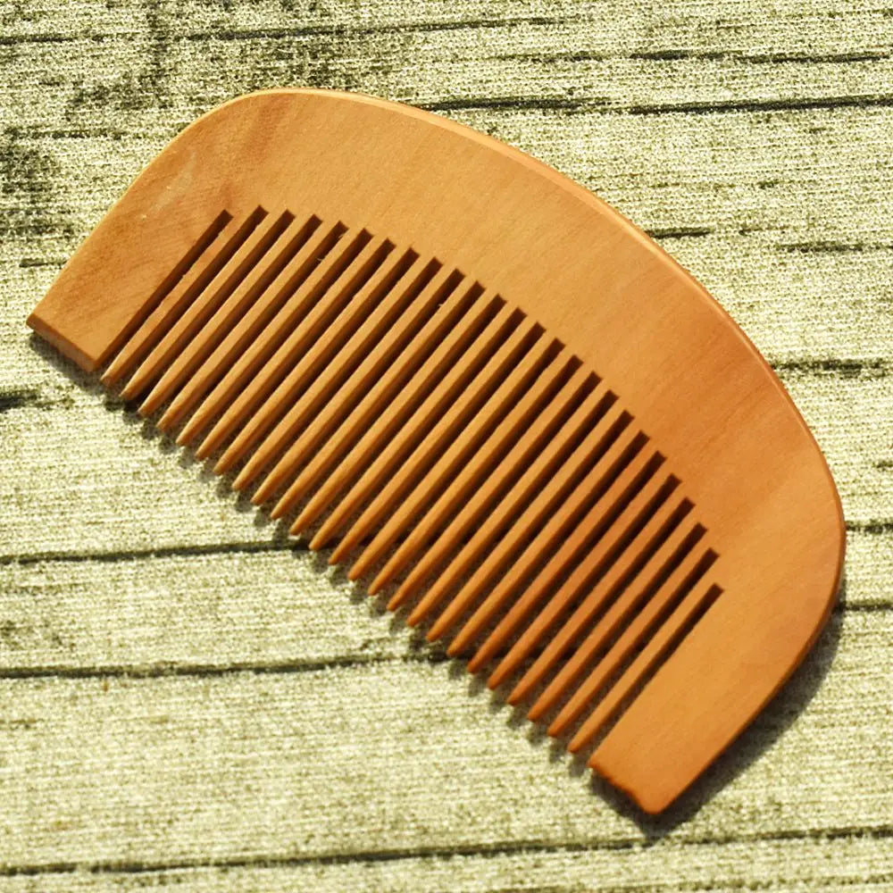 Trendy Hair Engraved Natural Peach Wood Wooden Comb Anti-Static Beard Comb Tool